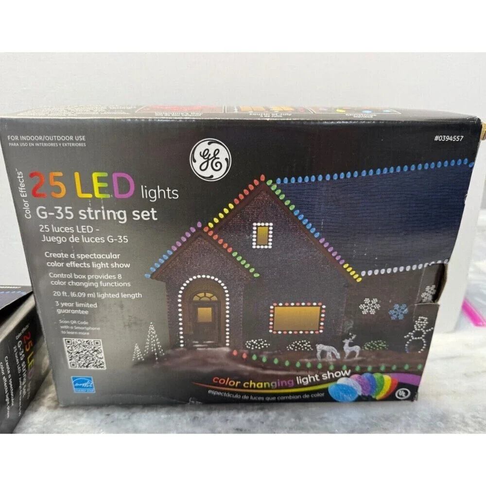 GE Color Effects 25 LED Lights Set Light Show Color Changing 2 Box Christmas